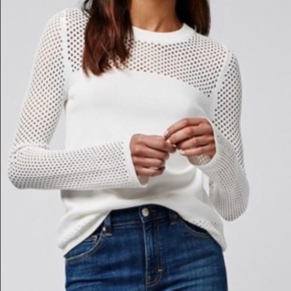 Topshop Sweaters - TOPSHOP | paneled pointelle white sweater